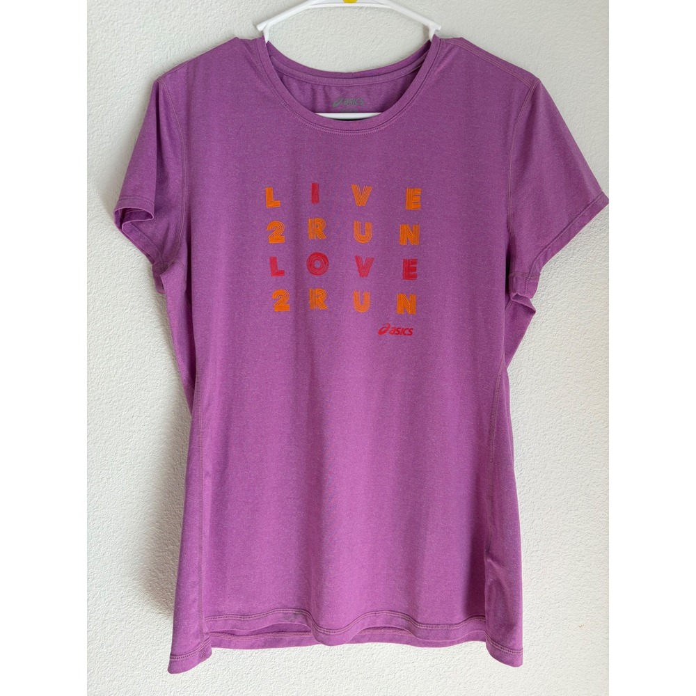 Asics Womens Live 2 Run Love 2 Run Purple Short Sleeve Graphic Athletic‎ Tee L